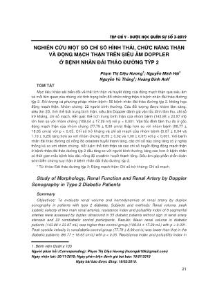 Nghiên cứu một số chỉ số hình thái, chức năng thận và động mạch thận trên siêu âm doppler ở bệnh nhân đái tháo đường týp 2