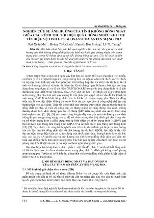 Nghiên cứu sự ảnh hưởng của tính không đồng nhất giữa các kênh thu tới hiệu quả chống nhiễu khi thu tín hiệu vệ tinh GPS/Glonass của anten mạng pha