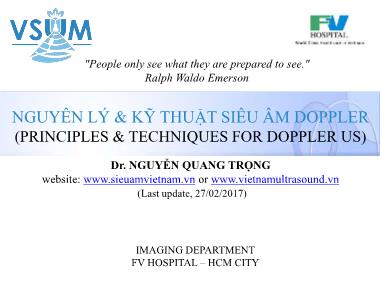 Nguyên lý & kỹ thuật siêu âm doppler - Nguyễn Quang Trọng