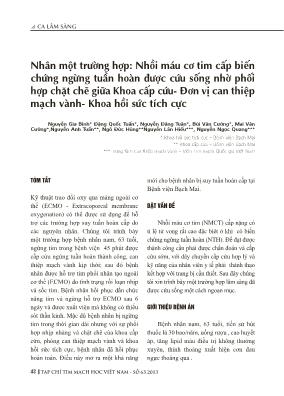 Nhân một trường hợp: Nhồi máu cơ tim cấp biến chứng ngừng tuần hoàn được cứu sống nhờ phối hợp chặt chẽ giữa Khoa cấp cứu- Đơn vị can thiệp mạch vành- Khoa hồi sức tích cực