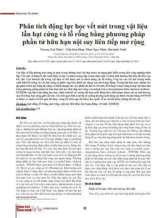 Phân tích động lực học vết nứt trong vật liệu lẫn hạt cứng và lỗ rỗng bằng phương pháp phần tử hữu hạn nội suy liên tiếp mở rộng