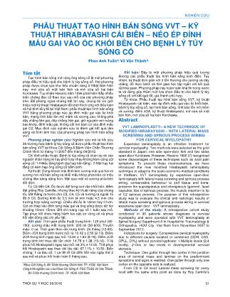 Phẫu thuật tạo hình bản sống VVT – kỹ thuật Hirabayashi cải biên – néo ép đỉnh mấu gai vào ốc khối bên cho bệnh lý tủy sống cổ