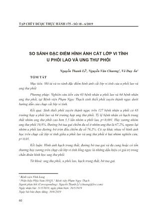 So sánh đặc điểm hình ảnh cắt lớp vi tính u phổi lao và ung thư phổi