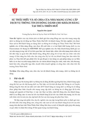 Sự thấu hiểu và sẻ chia của nhà mạng cung cấp dịch vụ thông tin di động dành cho khách hàng tại Thừa Thiên Huế