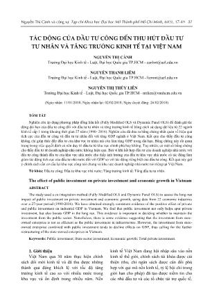 Tác động của đầu tư công đến thu hút đầu tư tư nhân và tăng trưởng kinh tế tại Việt Nam