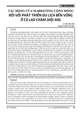 Tác động của marketing cộng đồng đối với phát triển du lịch bền vững ở Cù Lao Chàm (Hội An)