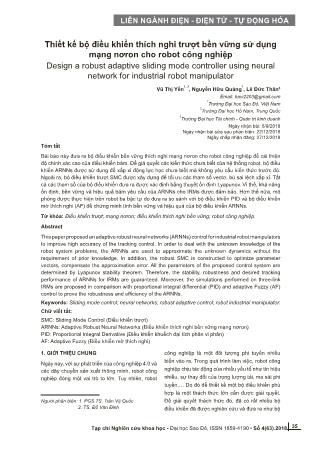 Thiết kế bộ điều khiển thích nghi trượt bền vững sử dụng mạng nơron cho robot công nghiệp