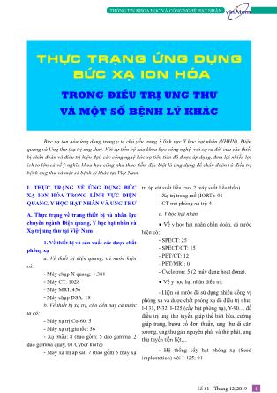 Thực trạng ứng dụng bức xạ ion hóa trong điều trị ung thư và một số bệnh lý khác