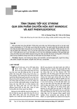 Tình trạng tiếp xúc Styrene qua sản phẩm chuyển hóa Axit Mandelic và Axit Phenylglyoxylic