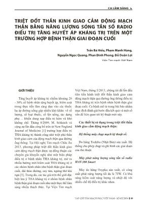 Triệt đốt thần kinh giao cảm động mạch thận bằng năng lượng sóng tần số radio điều trị tăng huyết áp kháng trị trên một trường hợp bệnh thận giai đoạn cuối