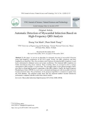 Tự động chẩn đoán nhồi máu cơ tim dựa trên phân tích QRS tần số cao