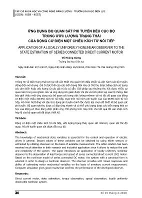 Ứng dụng bộ quan sát phi tuyến đều cục bộ trong ước lượng trạng thái của động cơ điện một chiều kích từ nối tiếp