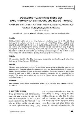 Ước lượng trạng thái hệ thống điện bằng phương pháp bình phương cực tiểu có trọng số