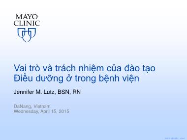 Vai trò và trách nhiệm của đào tạo Điều dưỡng ở trong bệnh viện